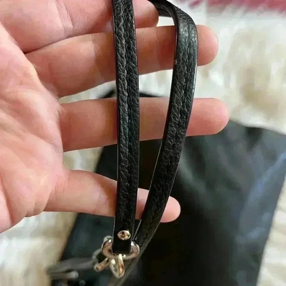 Coach Black Leather Crossbody Bag, Adjustable Strap, Zipper Pebbled Leather - Picture 11 of 13